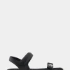 Comfortable Women's Adjustable Quarter Strap Sandal in Black Leather