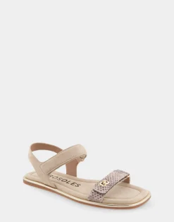 Comfortable Women's Adjustable Quarter Strap Sandal in Roccia Snake Print Leather