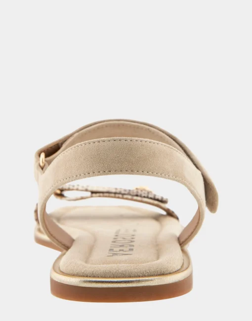 Comfortable Women's Adjustable Quarter Strap Sandal in Roccia Snake Print Leather