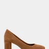 Comfortable Women's Almond Toe Pump in Tobacco Suede
