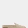 Comfortable Women's Backless Slip On Loafer in Pale Khaki Faux Leather
