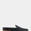 Comfortable Women's Backless Slip On Loafer in Black Faux Leather