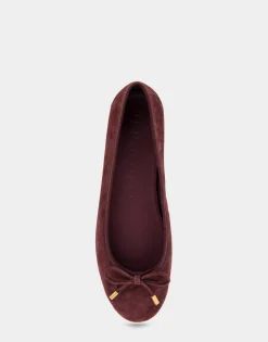 Comfortable Women's Ballet Flat in Deep Aubergine Suede Suede
