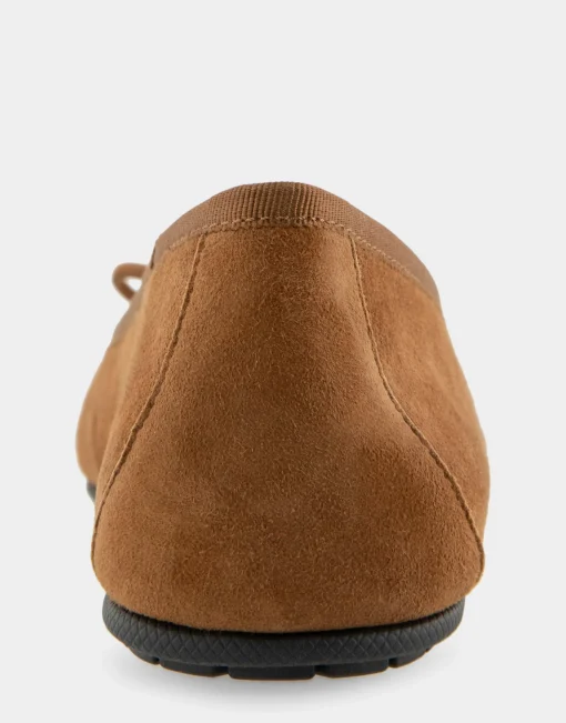Comfortable Women's Ballet Flat in Tobacco Suede Suede