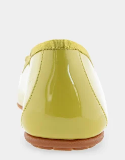 Comfortable Women's Ballet Flat in Green Sheen Patent Faux Leather