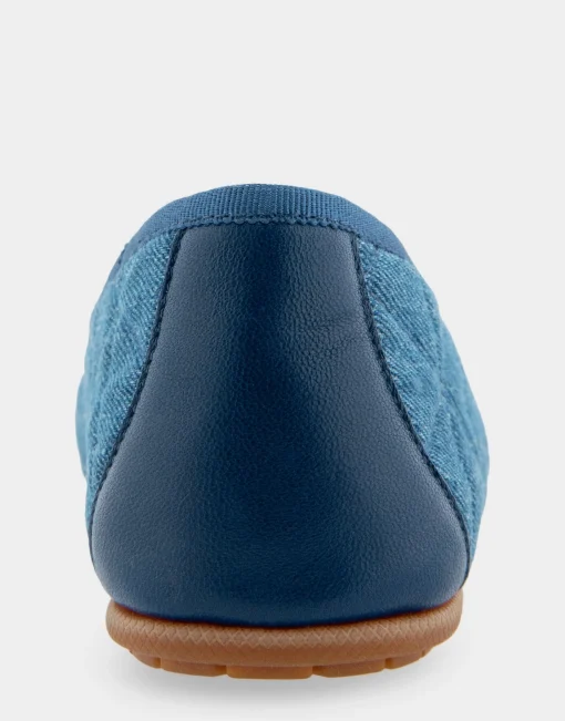 Comfortable Women's Ballet Flat in Denim Quilted Fabric Quilted Denim Fabric