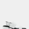 Comfortable Women's Banded Back Strap Low Block Heel Sandal in White Faux Leather