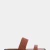 Comfortable Women's Braided Double Strap Flat Sandal in Gingerbread Faux Leather