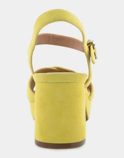 Comfortable Women's Crisscross Platform Sandal in Green Sheen Suede