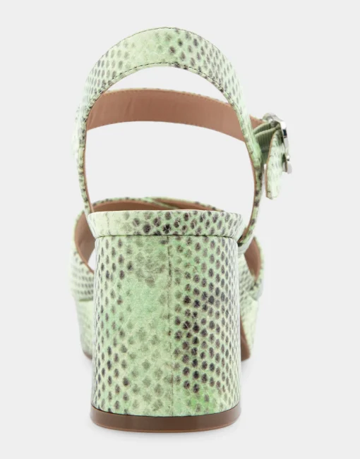 Comfortable Women's Crisscross Platform Sandal in Gleam Snake Embossed Leather