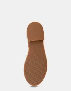 Comfortable Women's Debossed Chain Link Slide Sandal in Soft Gold Faux Leather