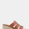 Comfortable Women's Fisherman Mid Wedge Slide in Gingerbread Faux Leather