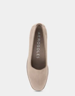 Comfortable Women's Flatform Shoe in Beige Stretch Faux Suede