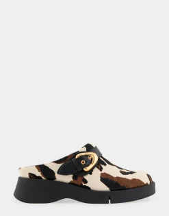 Comfortable Women's Flexible Molded Unit Convertible Clog in Cow Print Haircalf Cowhair