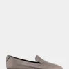 Comfortable Women's Flexible Tailored Clean Loafer in Gunmetal Pebbled Leather