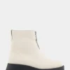 Comfortable Women's Flexible Molded Unit Front Zip Bootie in Eggnog Pebbled Leather