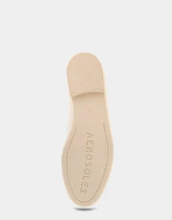 Comfortable Women's Flexible Tailored Debosssed Logo Loafer in Eggnog Leather Leather