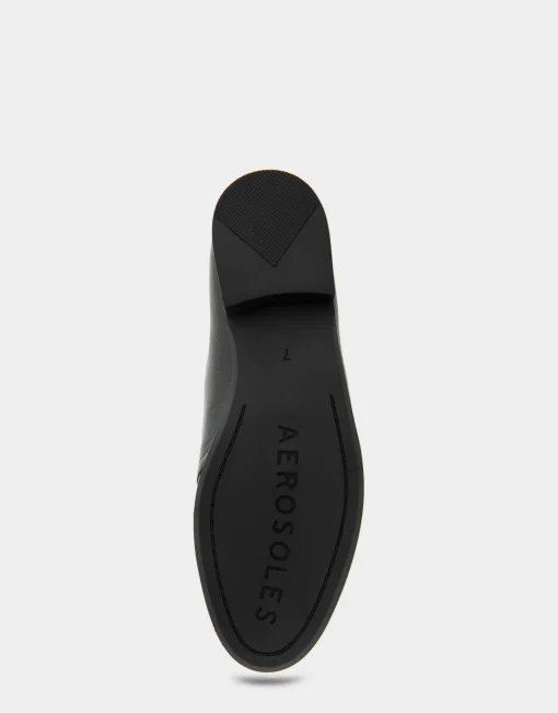 Comfortable Women's Flexible Tailored Menswear Inspired Slip-on Oxford in Black Burnished Leather Leather