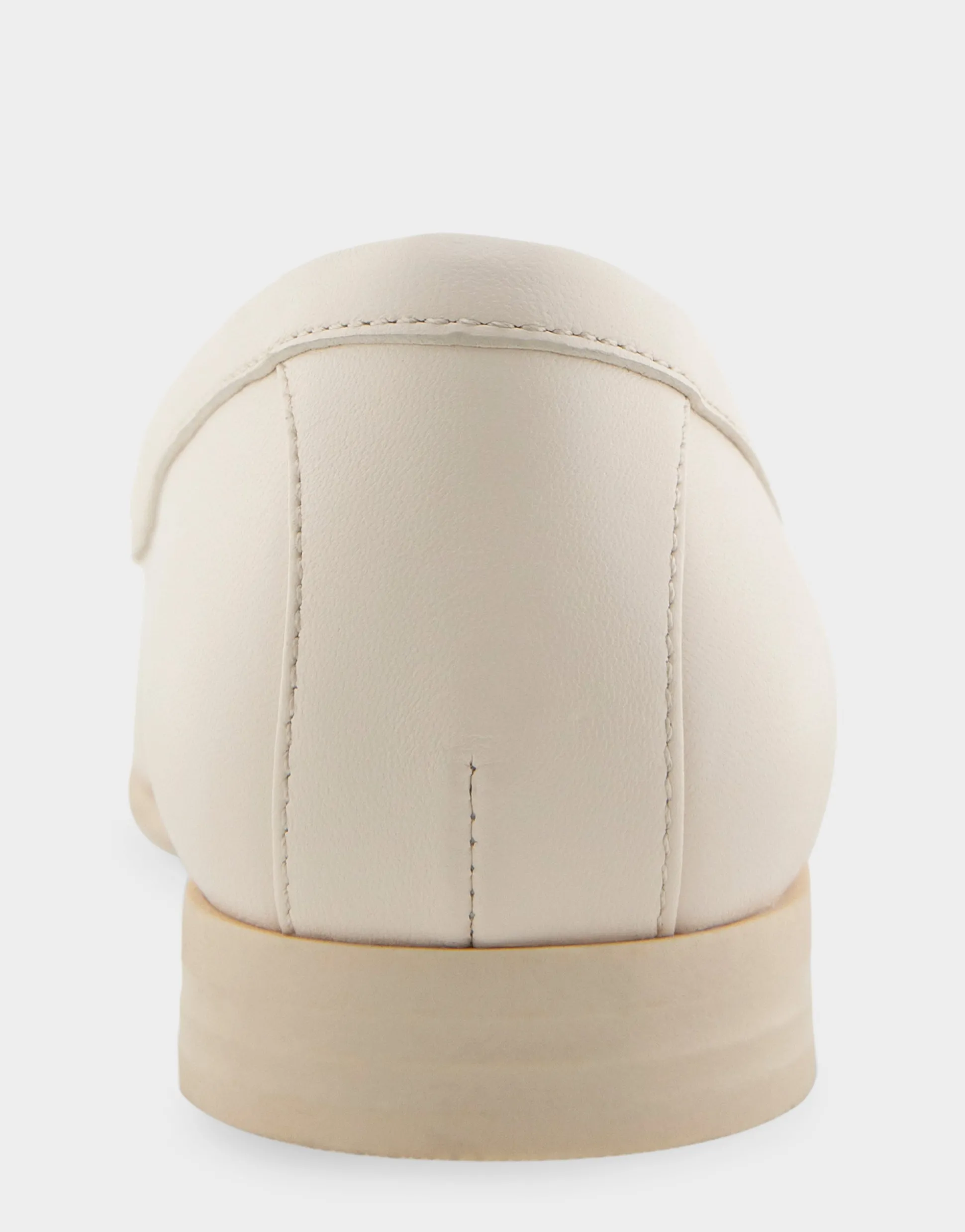 Comfortable Women's Flexible Tailored Debosssed Logo Loafer in Eggnog Leather Leather