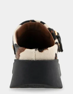 Comfortable Women's Flexible Molded Unit Convertible Clog in Cow Print Haircalf Cowhair