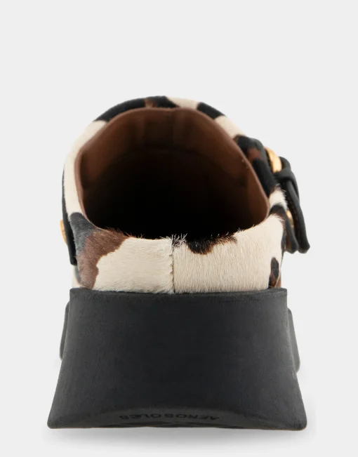 Comfortable Women's Flexible Molded Unit Convertible Clog in Cow Print Haircalf Cowhair