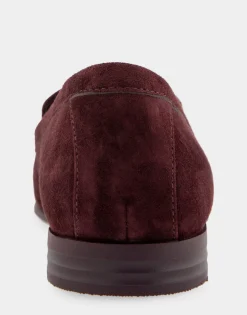 Comfortable Women's Flexible Tailored Debosssed Logo Loafer in Deep Aubergine Suede Suede