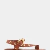 Comfortable Women's Grommeted Asymmetrical Toe Ring Sandal in Gingerbread Faux Leather