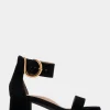 Comfortable Women's Heeled Sandal in Black Genuine Suede