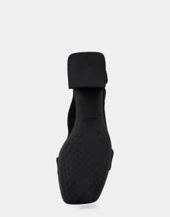 Comfortable Women's Heeled Sandal in Black Genuine Suede