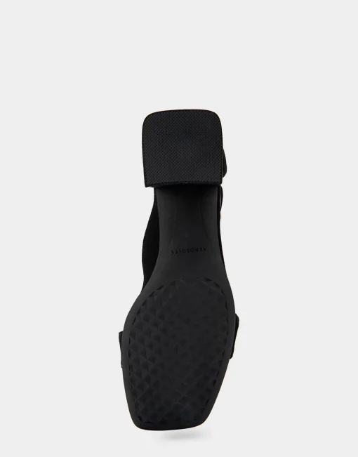 Comfortable Women's Heeled Sandal in Black Genuine Suede