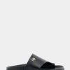 Comfortable Women's Hooded Toe Ring Footbed Sandal in Black Leather