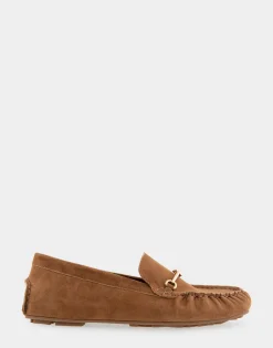 Comfortable Women's Horsebit Driver Moc in Tobacco Suede Suede