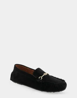 Comfortable Women's Horsebit Driver Moc in Black Suede Suede