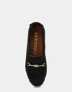 Comfortable Women's Horsebit Driver Moc in Black Suede Suede