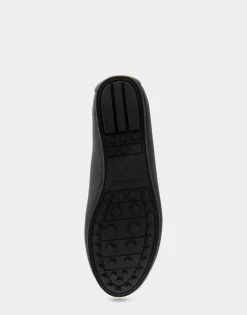 Comfortable Women's Horsebit Driver Moc in Black Pebbled Faux Leather Faux Leather