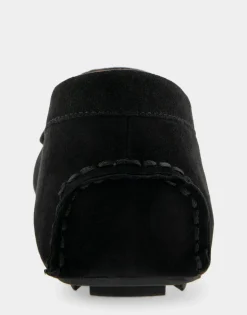 Comfortable Women's Horsebit Driver Moc in Black Suede Suede