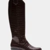 Comfortable Women's Knee High Western Boot in Java Croco Faux Leather