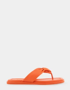 Comfortable Women's Knotted Thong Sandal in Mandarin Leather