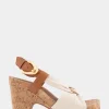 Comfortable Women's Knotted Buckled Footbed Wedge Sandal in Natural Canvas Fabric Canvas Fabric