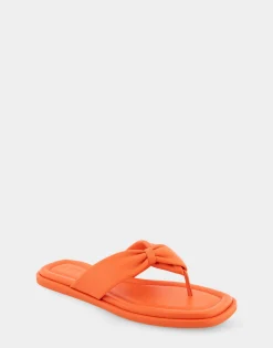Comfortable Women's Knotted Thong Sandal in Mandarin Leather