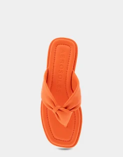 Comfortable Women's Knotted Thong Sandal in Mandarin Leather
