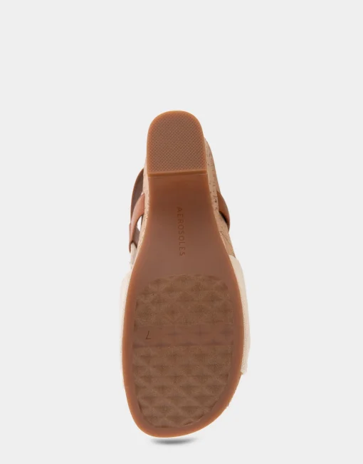 Comfortable Women's Knotted Buckled Footbed Wedge Sandal in Natural Canvas Fabric Canvas Fabric