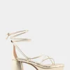 Comfortable Women's Lace Up Platform Sandal in Soft Gold Faux Leather