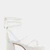 Comfortable Women's Lace Up Platform Sandal in Eggnog Faux Leather