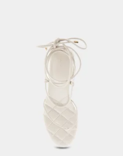 Comfortable Women's Lace Up Platform Sandal in Eggnog Faux Leather