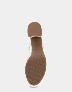 Comfortable Women's Lace Up Platform Sandal in Eggnog Faux Leather
