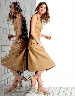 Comfortable Women's Lace Up Platform Sandal in Soft Gold Faux Leather