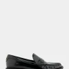 Comfortable Women's Lightweight Flexible Tailored Weejun Loafer in Black Crinkled Patent Faux Leather Patent Faux Leather