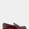 Comfortable Women's Lightweight Flexible Tailored Weejun Loafer in Burgundy Crinkled Patent Faux Leather Patent Faux Leather