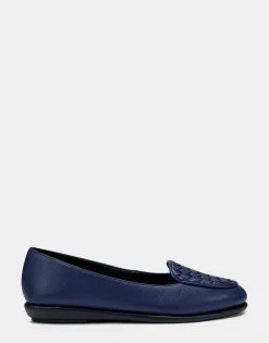 Comfortable Women's Loafer in Navy Faux Leather